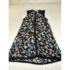 Addie Floral Sleeveless Top Women Small Black Boho Crochet Lace G30445A